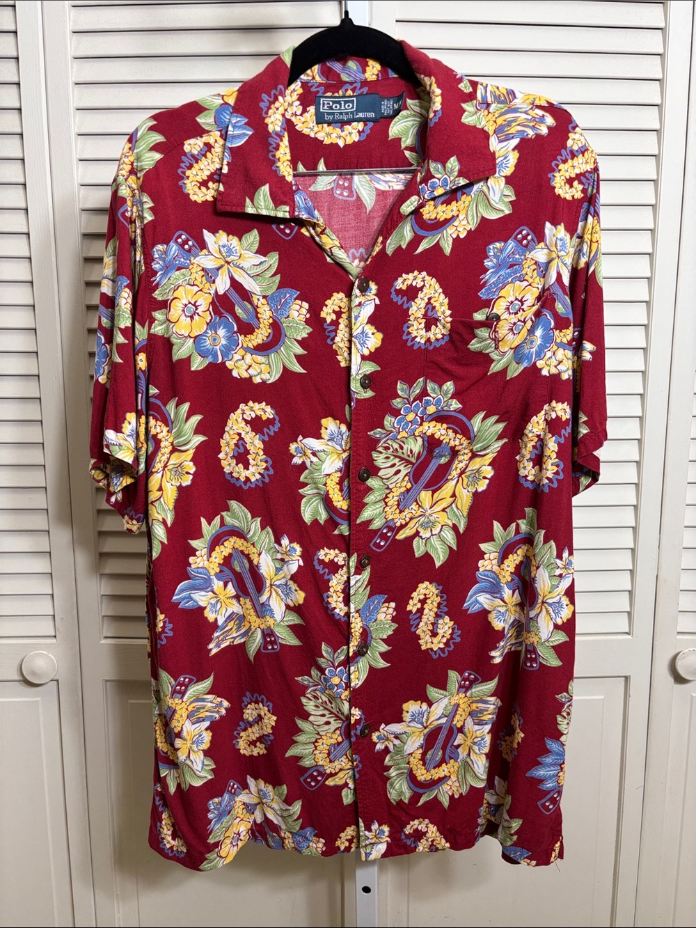 Vintage Polo by Ralph Lauren Red Hawaiian Floral Button-Down Shirt Medium